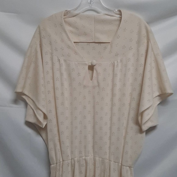 VTG Handmade Ivory Floral print angel sleeve dress - Picture 2 of 4